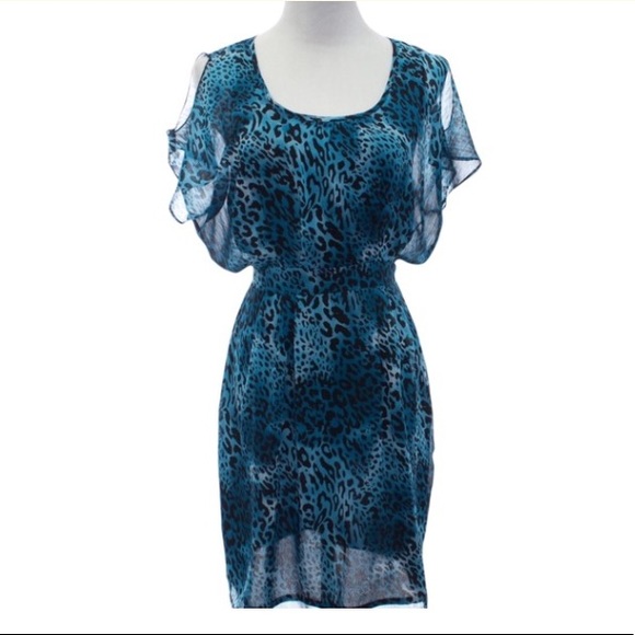 W118 by Walter Baker Teal Cheetah print Dress